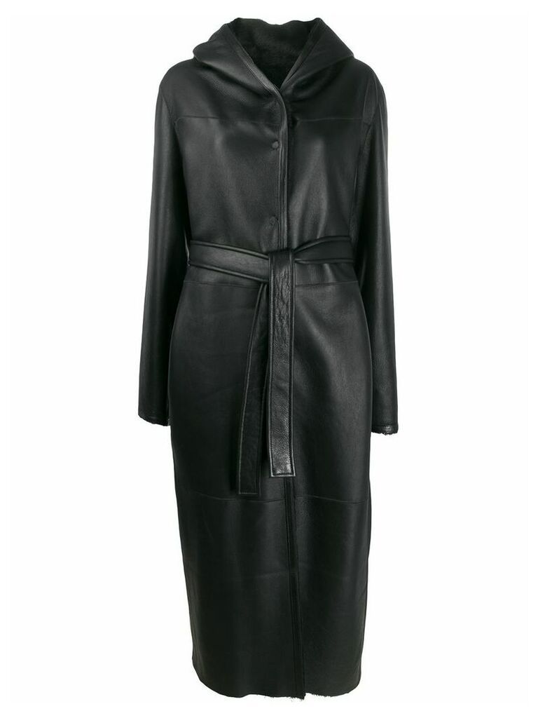 Liska panelled belted coat - Black