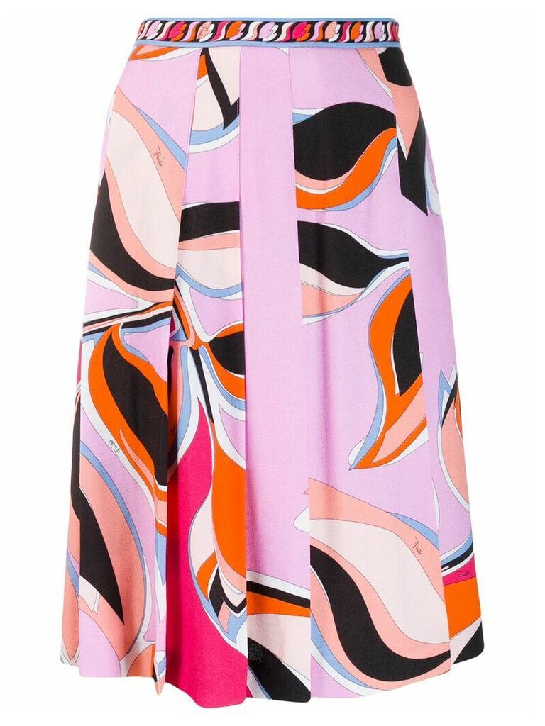 Emilio Pucci multicoloured print pleated midi skirt - PINK