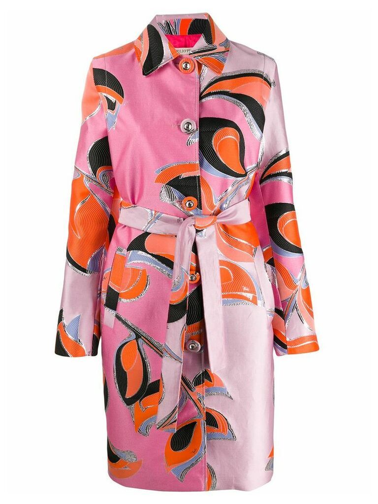 Emilio Pucci patterned single-breasted coat - PINK