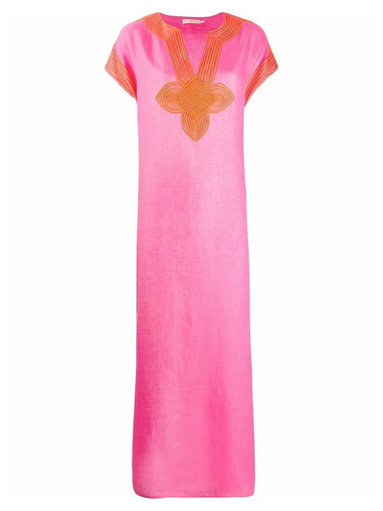 Tory Burch embroidered detail maxi dress - PINK