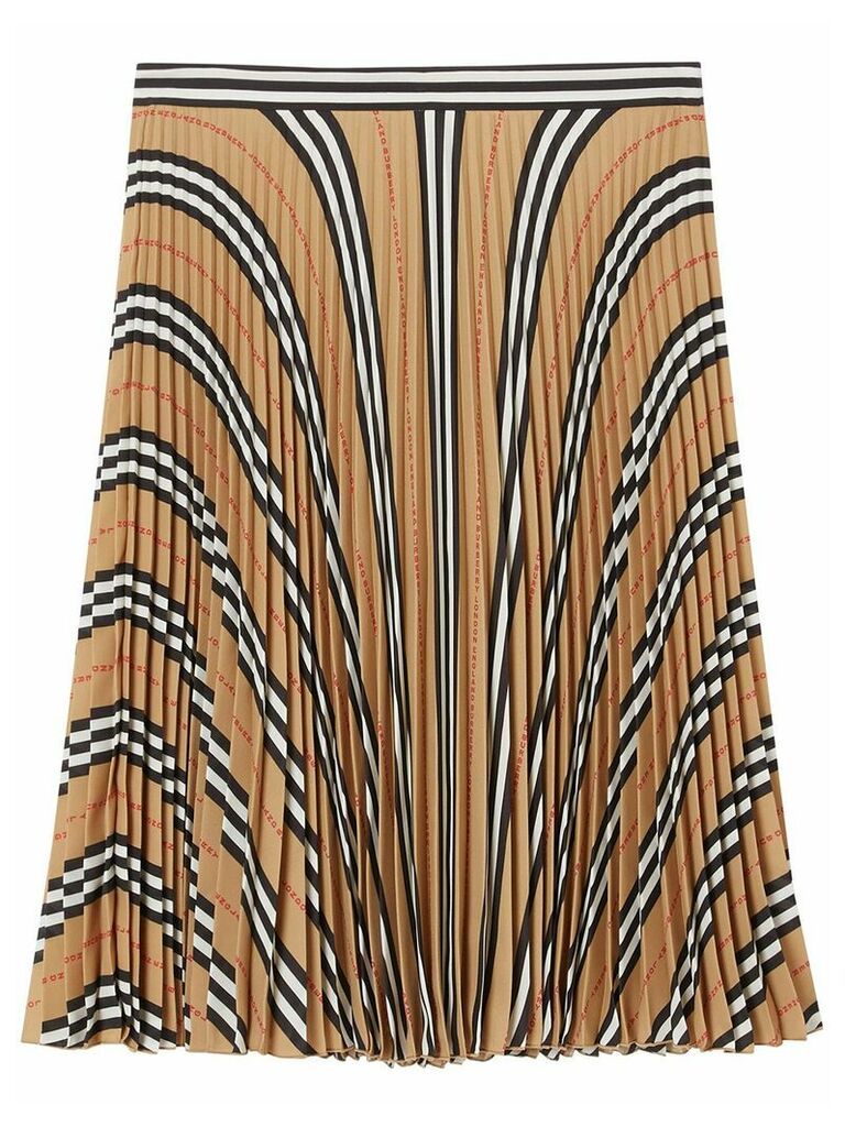 Burberry Icon stripe pleated checkered skirt - Neutrals