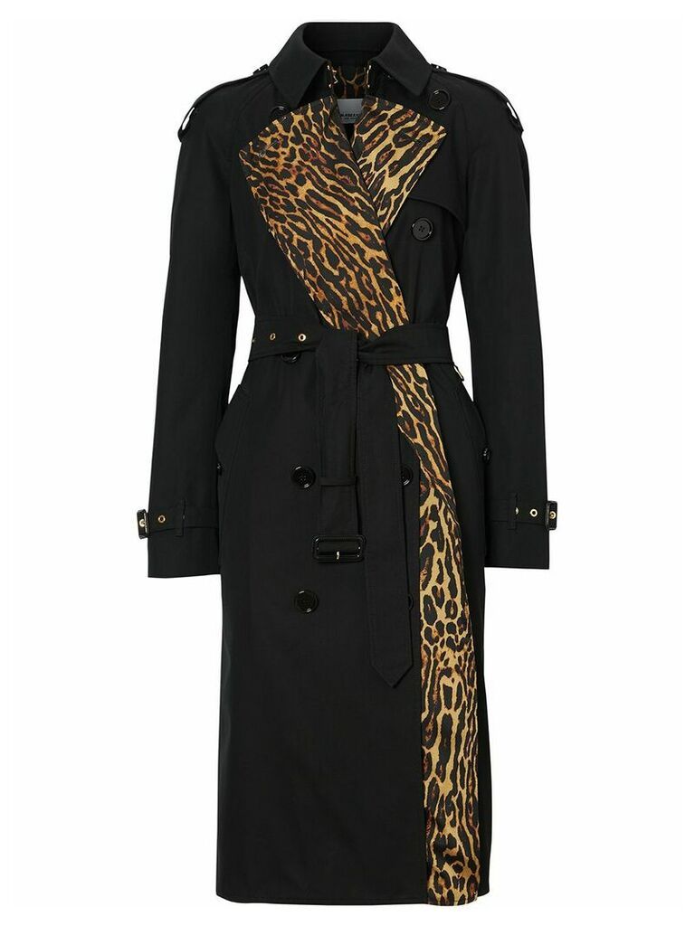 Burberry leopard-print lined trench coat - Black