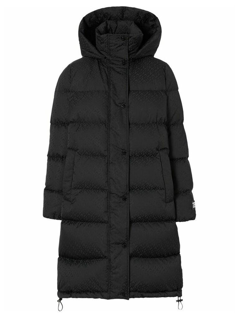 Burberry detachable hood monogram puffer coat - Black