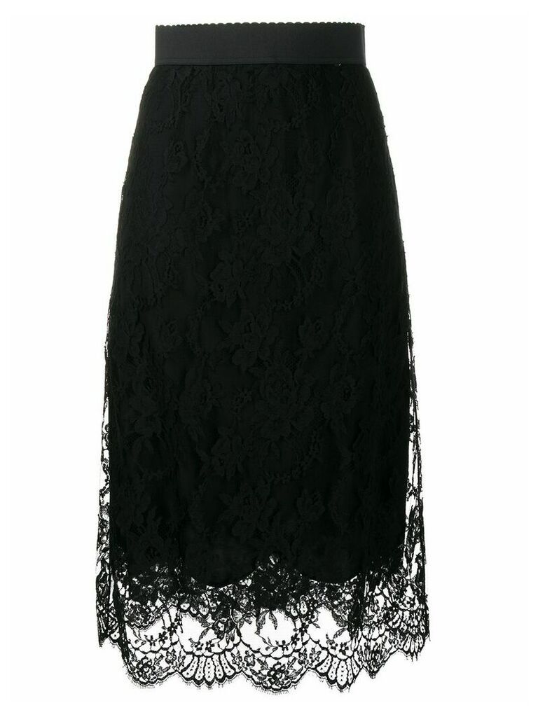 Dolce & Gabbana floral lace midi skirt - Black
