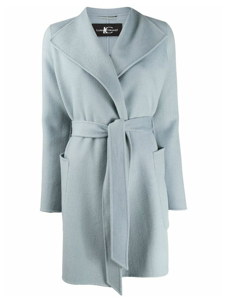 Luisa Cerano belted single-breasted coat - Blue