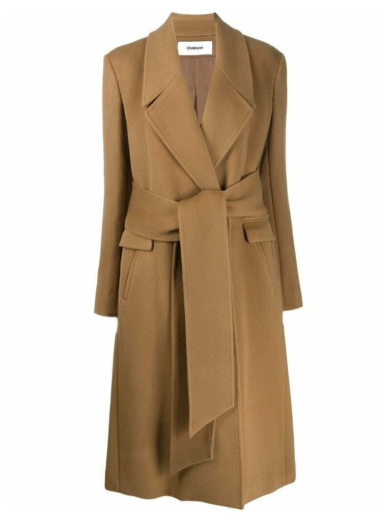 Chalayan Wrap Belt coat - Brown