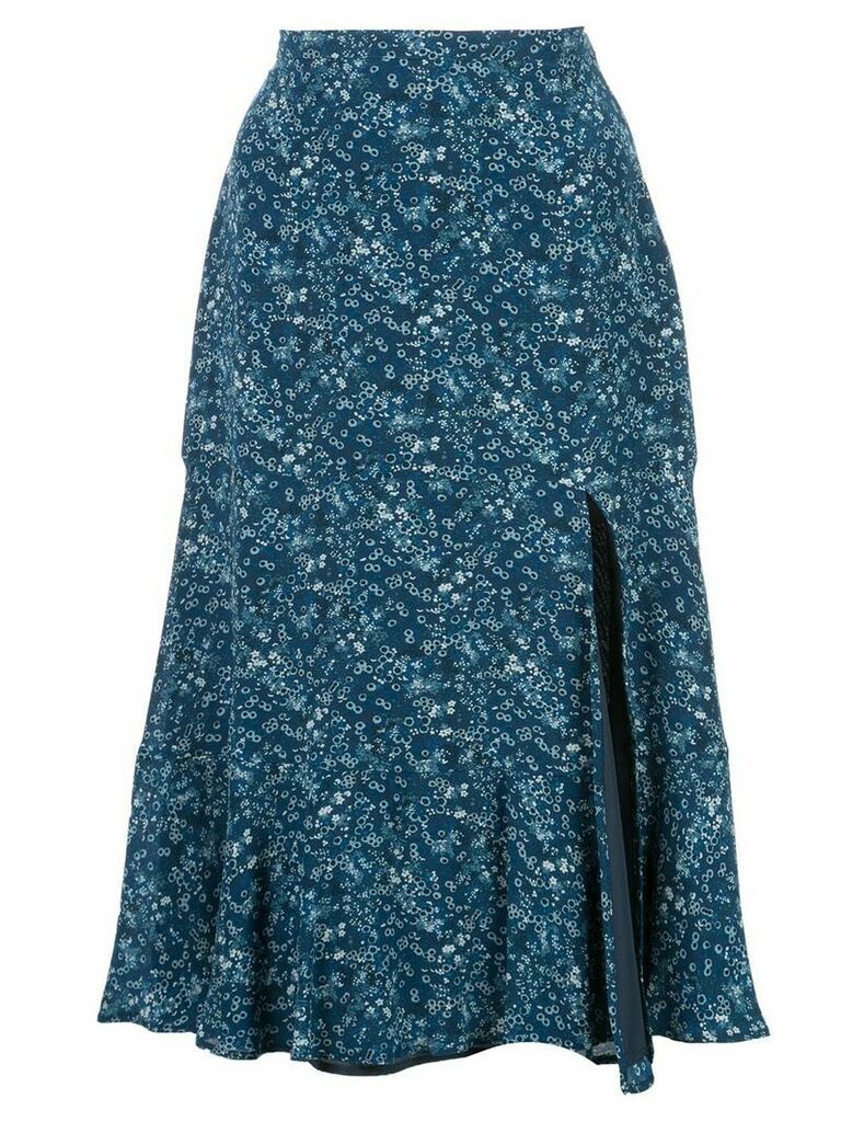 Altuzarra Clementine ruffled floral-print skirt - Blue