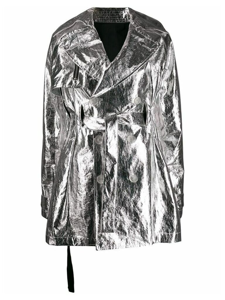 UNRAVEL PROJECT metallic belted trench coat - SILVER