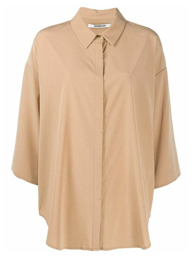 Chalayan oversized cropped sleeves shirt - NEUTRALS