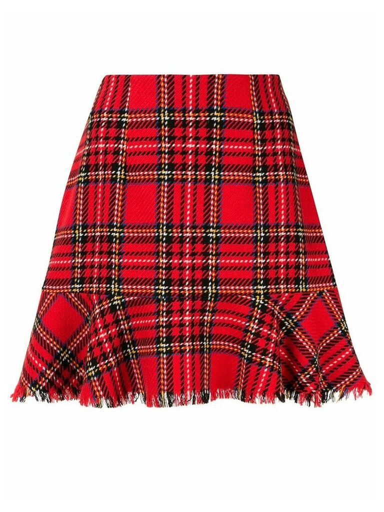 Macgraw Silence checked fluted hem skirt - Red
