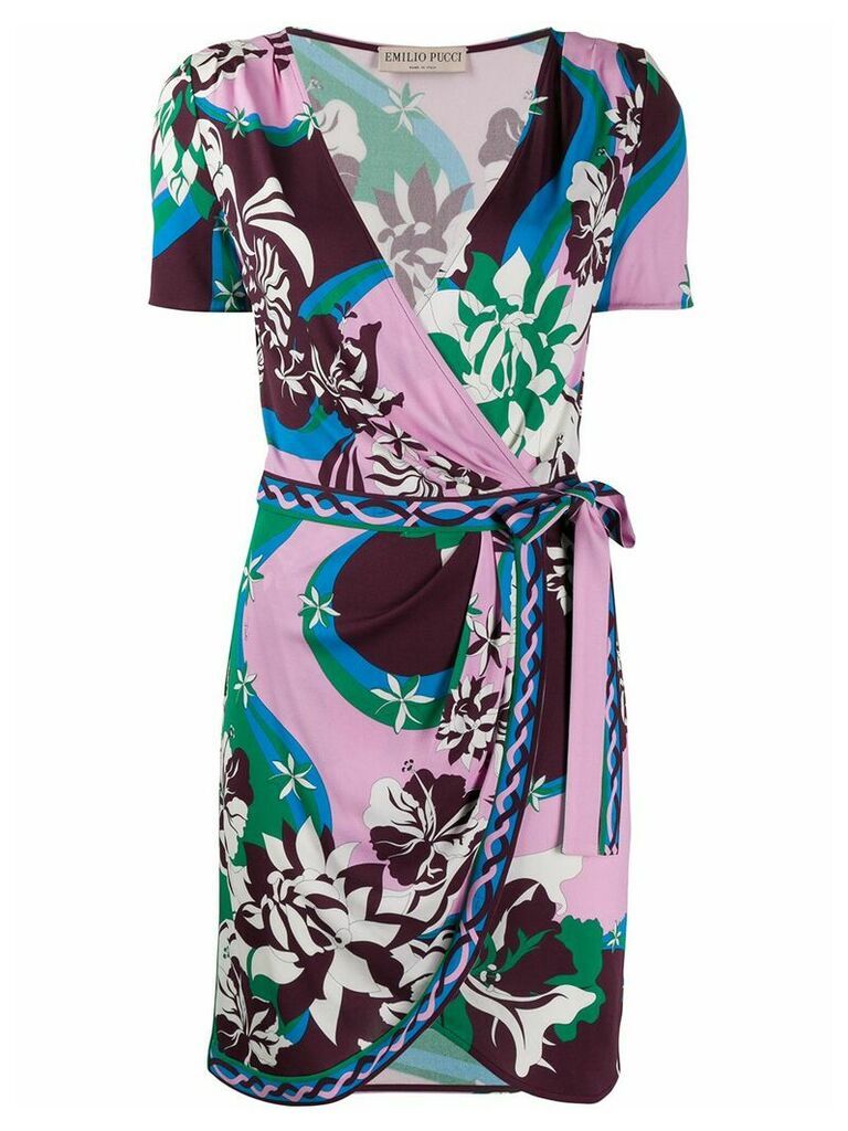Emilio Pucci abstract print wrap dress - Blue