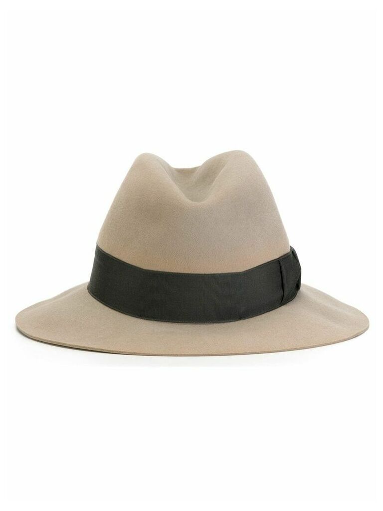Hermès pre-owned grosgrain band fedora hat - Grey