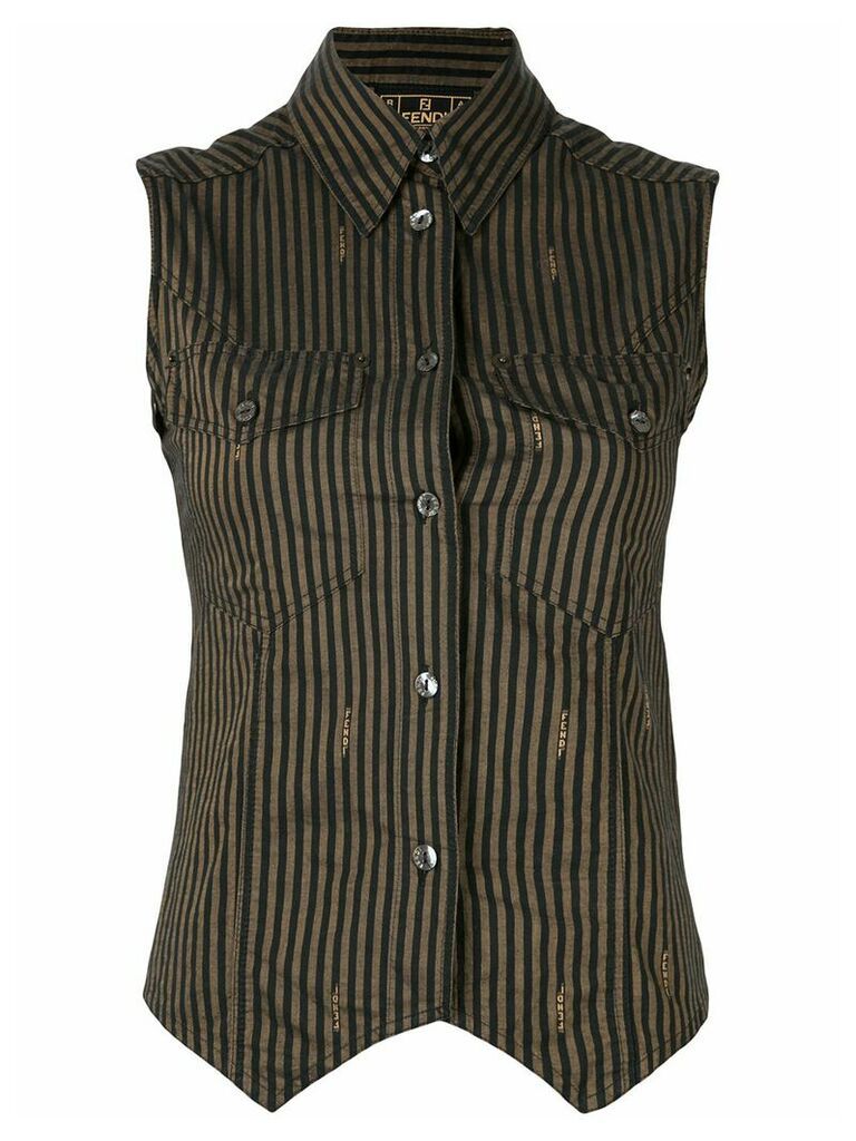 Fendi Pre-Owned striped sleeveless shirt - Brown