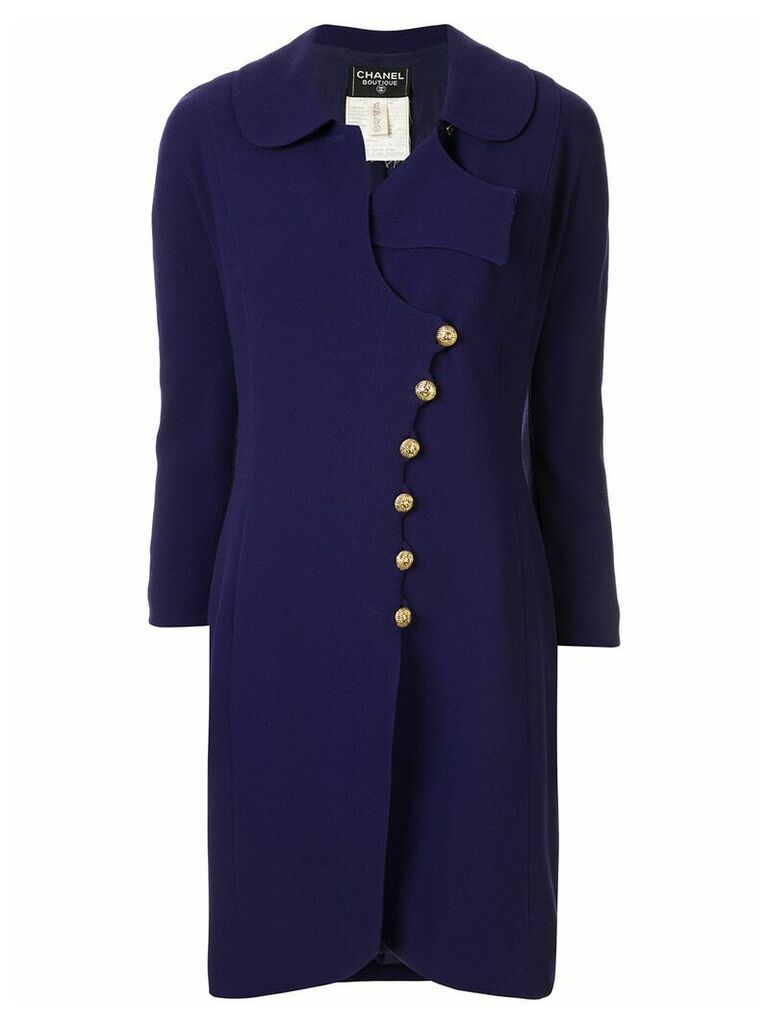 Chanel Pre-Owned off-centre buttoned coat - PURPLE