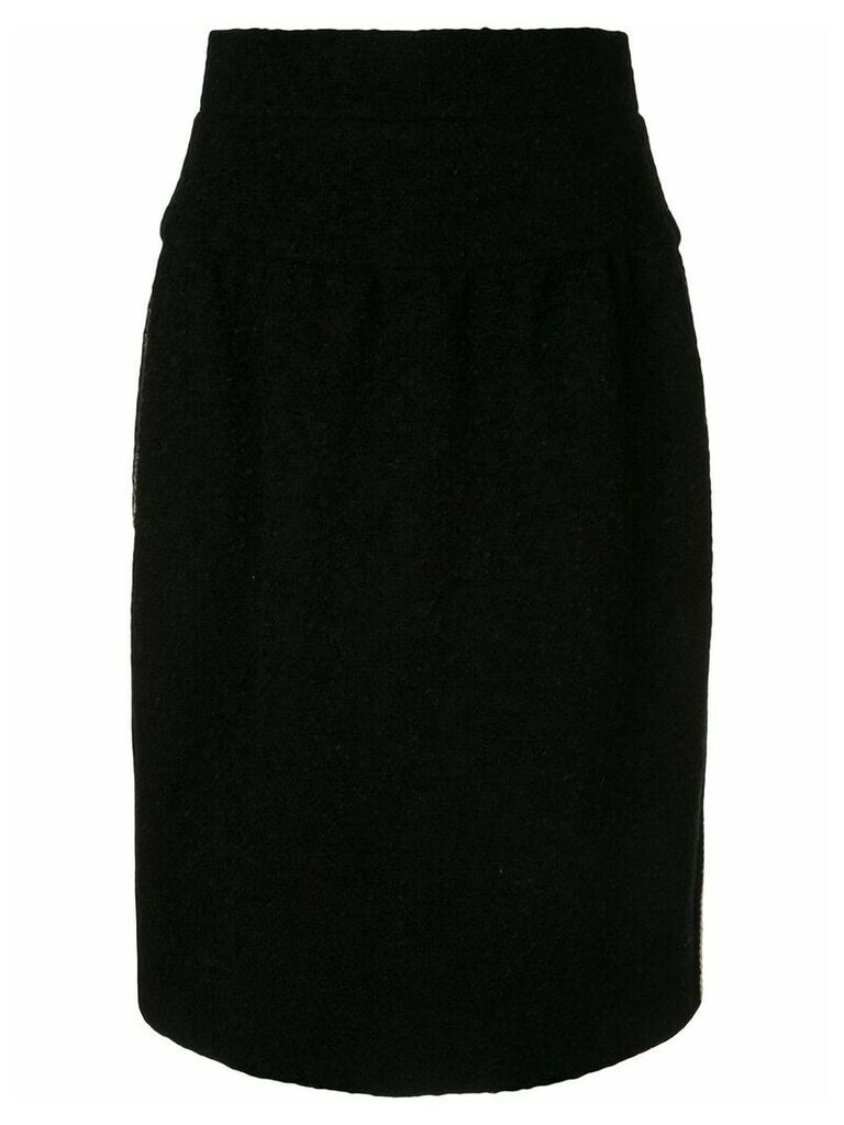 Chanel Pre-Owned side stripes straight skirt - Black