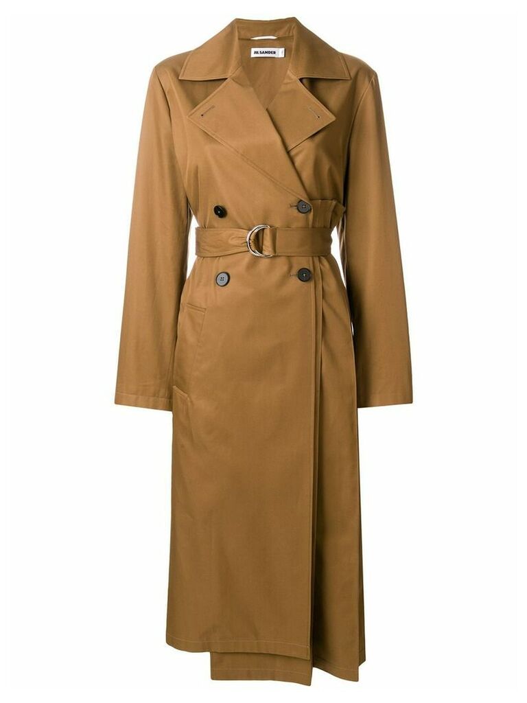 Jil Sander pleated back trench coat - Brown