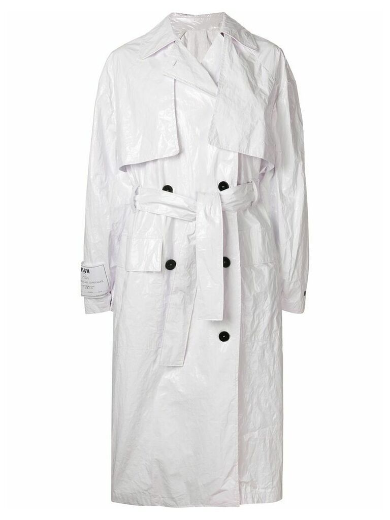 MSGM belted trench coat - White