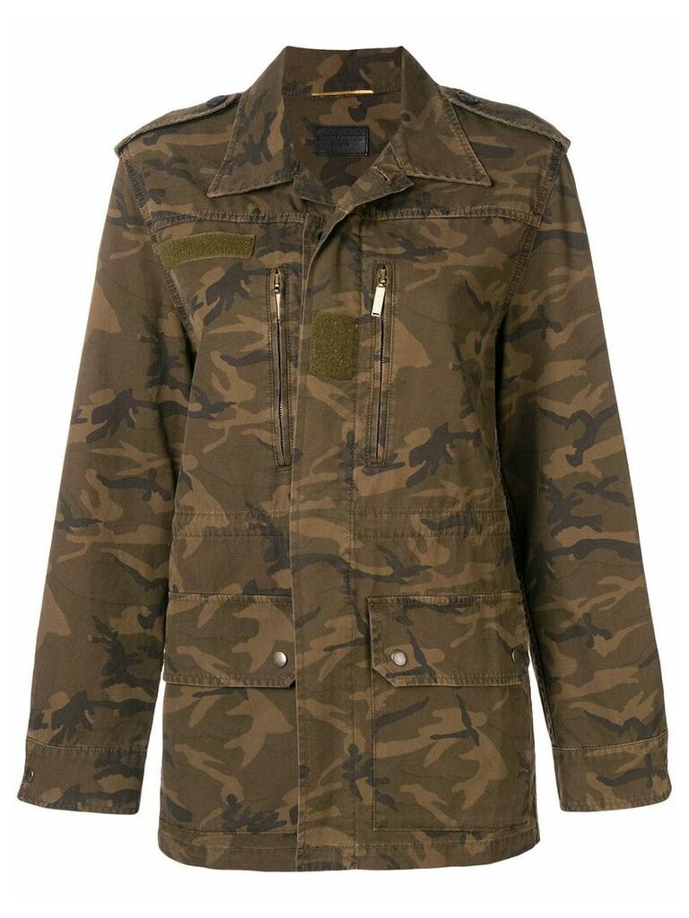 Saint Laurent camouflage print military jacket - Green