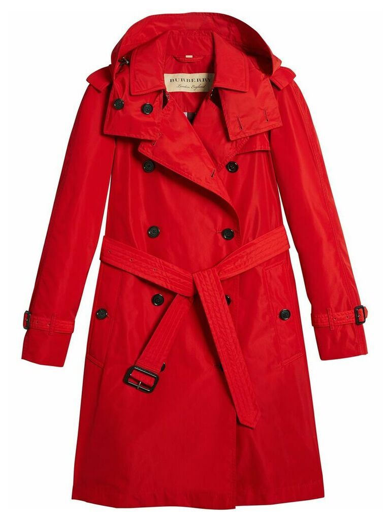 Burberry detachable hood tafetta trench coat - Red