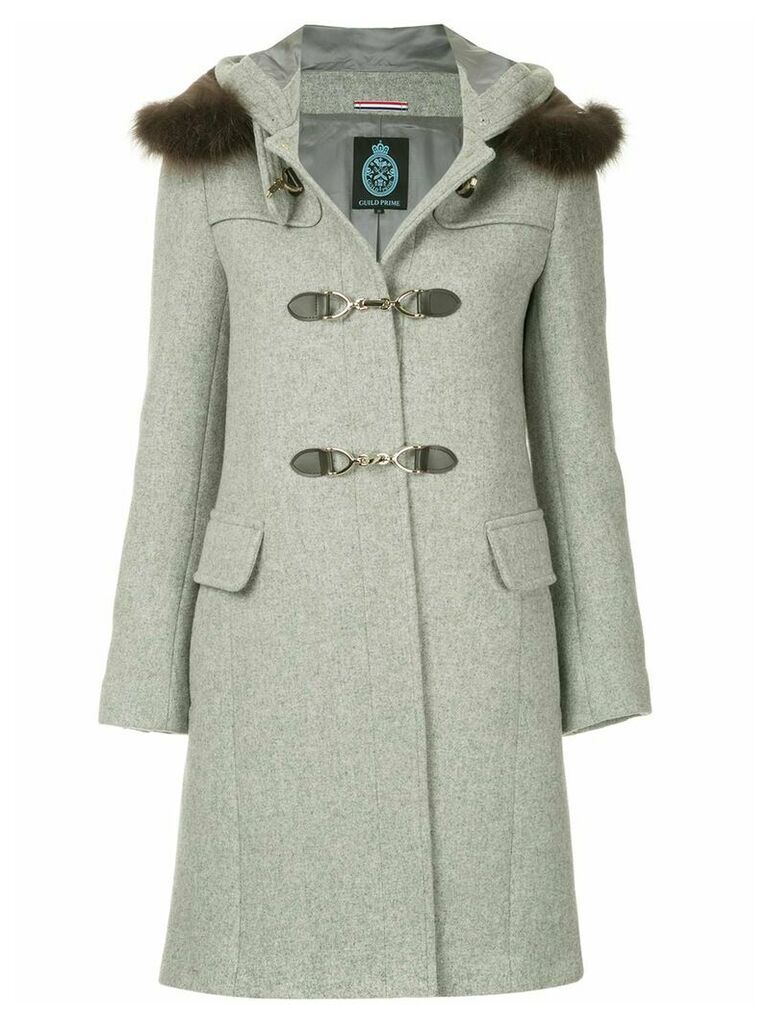 Guild Prime fur collar double breasted coat - Grey