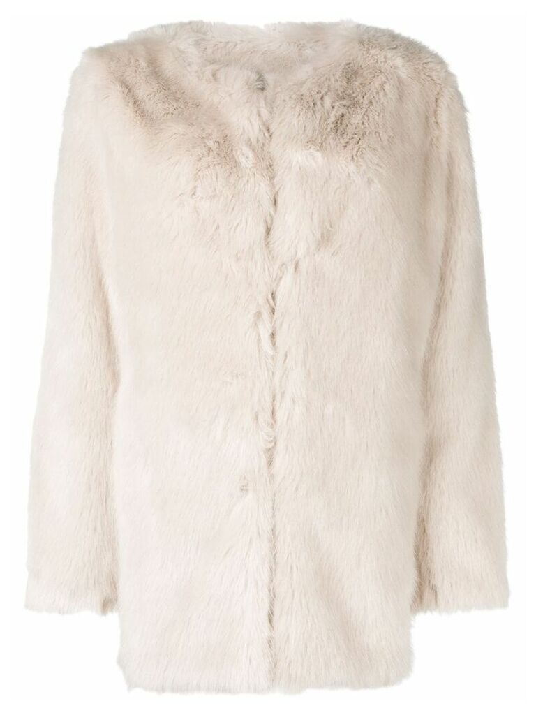 Helmut Lang oversized faux fur coat - White