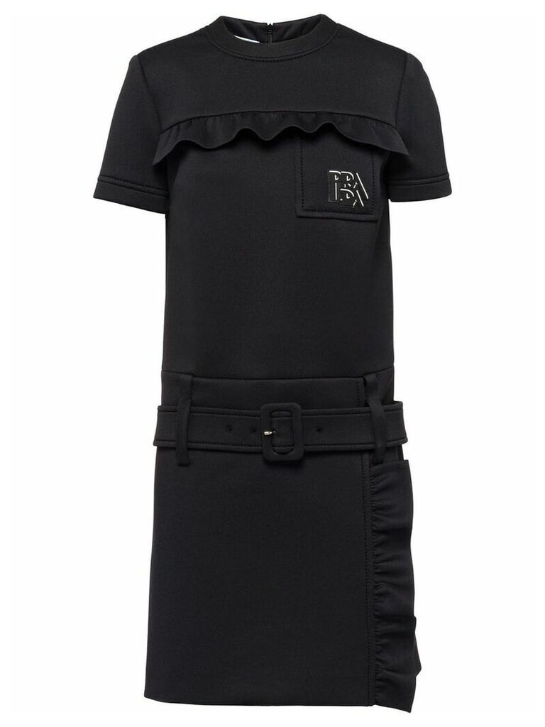 Prada Technical jersey dress with ruching - Black
