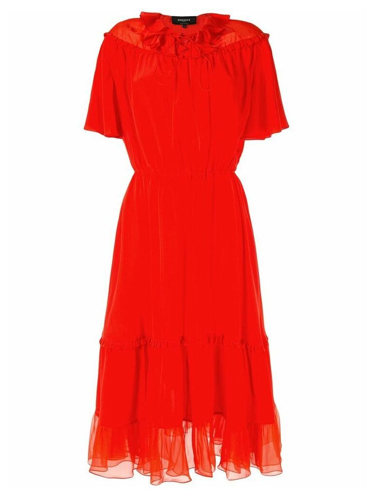 Rochas chiffon-panelled crepe dress - Red
