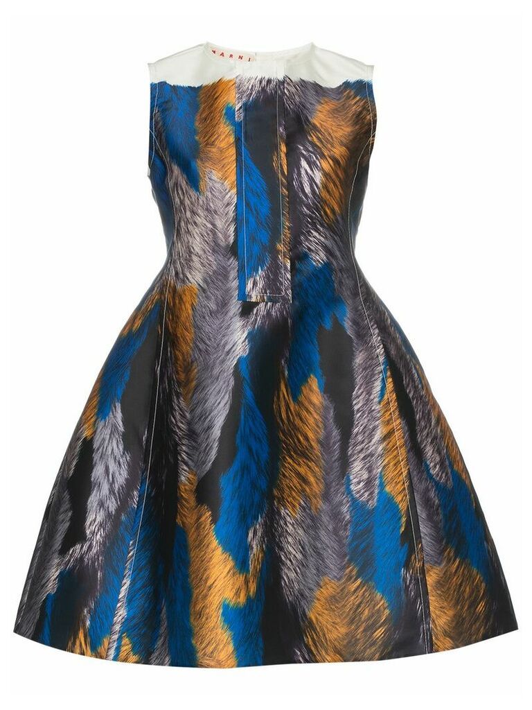 Marni abstract print flared dress - Blue