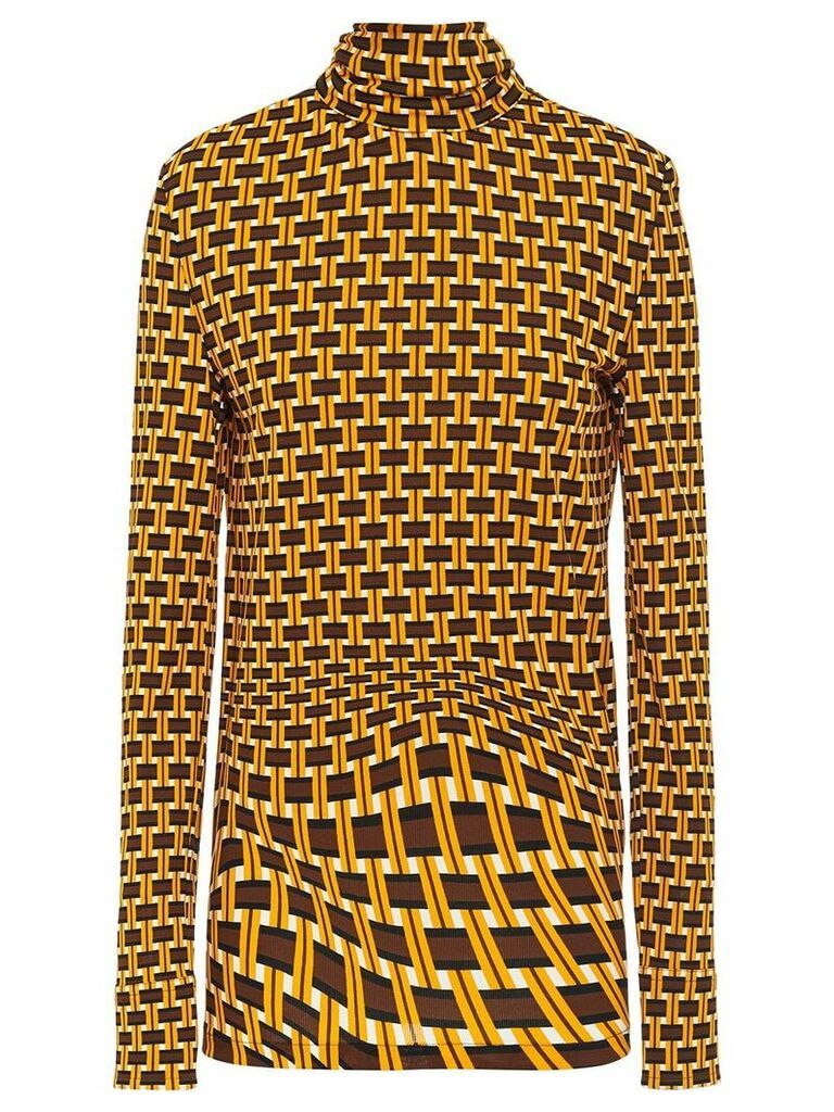 Prada geometric printed turtleneck blouse - Yellow