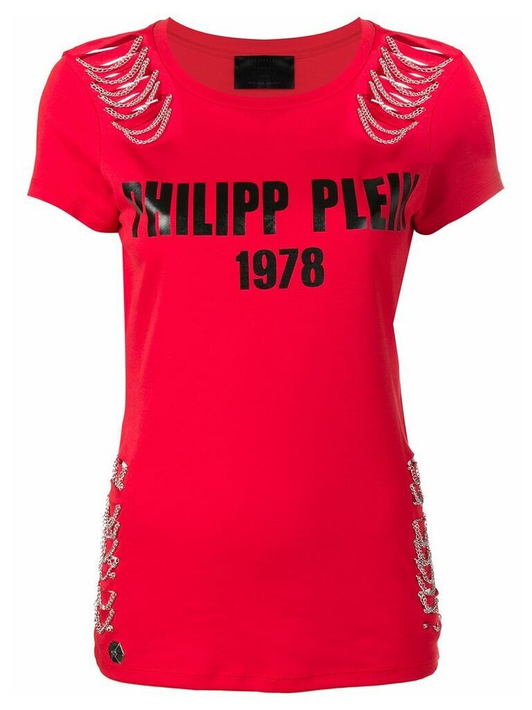 Philipp Plein logo chain detail T-shirt - Red