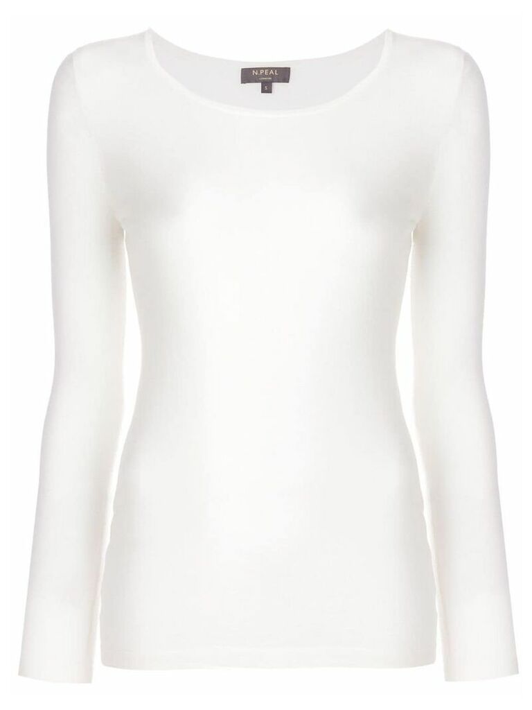 N.Peal superfine round neck sweater - White