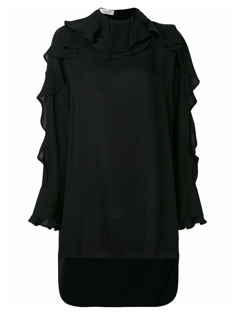 Valentino Ruffle neck cascade sleeve blouse - Black