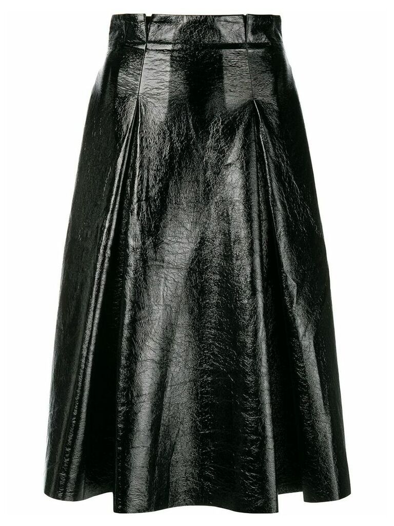 Three Floor vernished flared skirt - Black