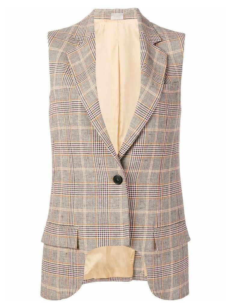 MRZ plaid fitted waistcoat - NEUTRALS