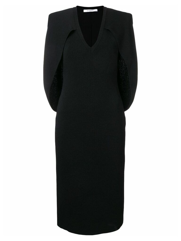 Givenchy v-neck cape dress - Black
