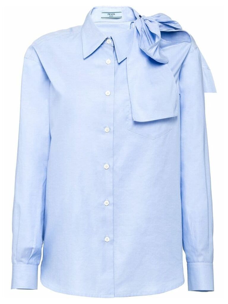 Prada poplin blouse with bow - Blue