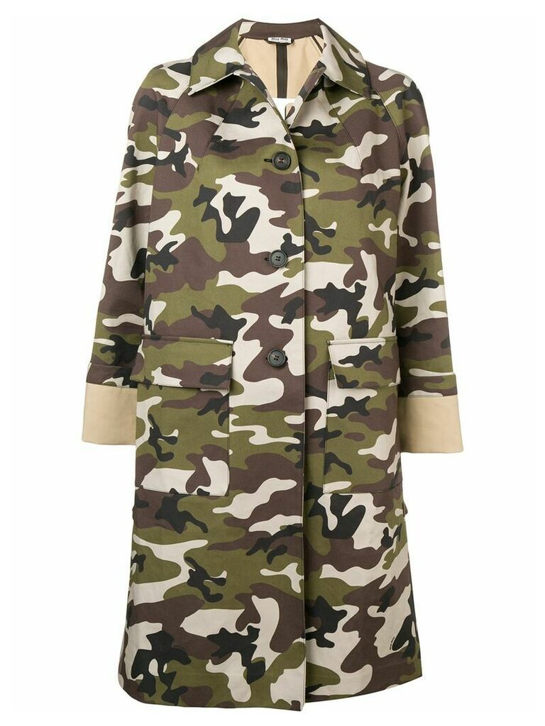 Miu Miu camouflage print coat - Green