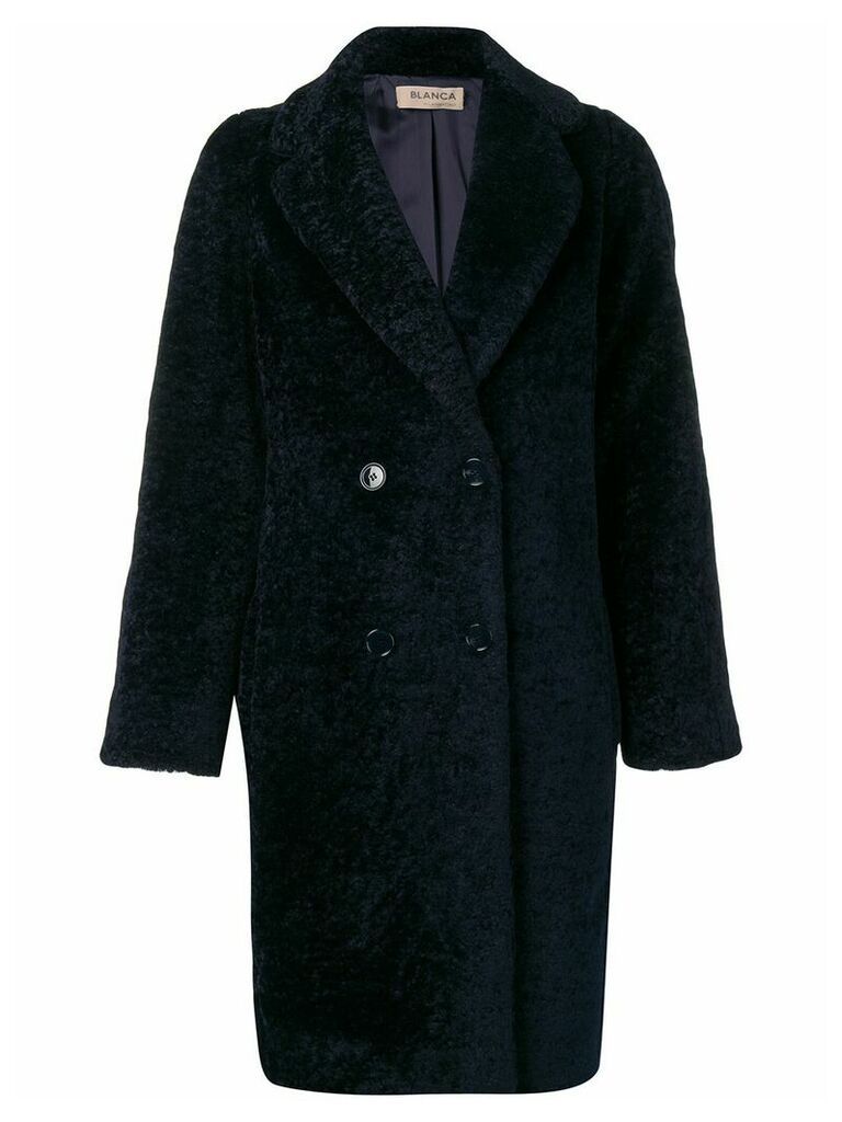 Blanca Vita textured double breasted coat - Blue