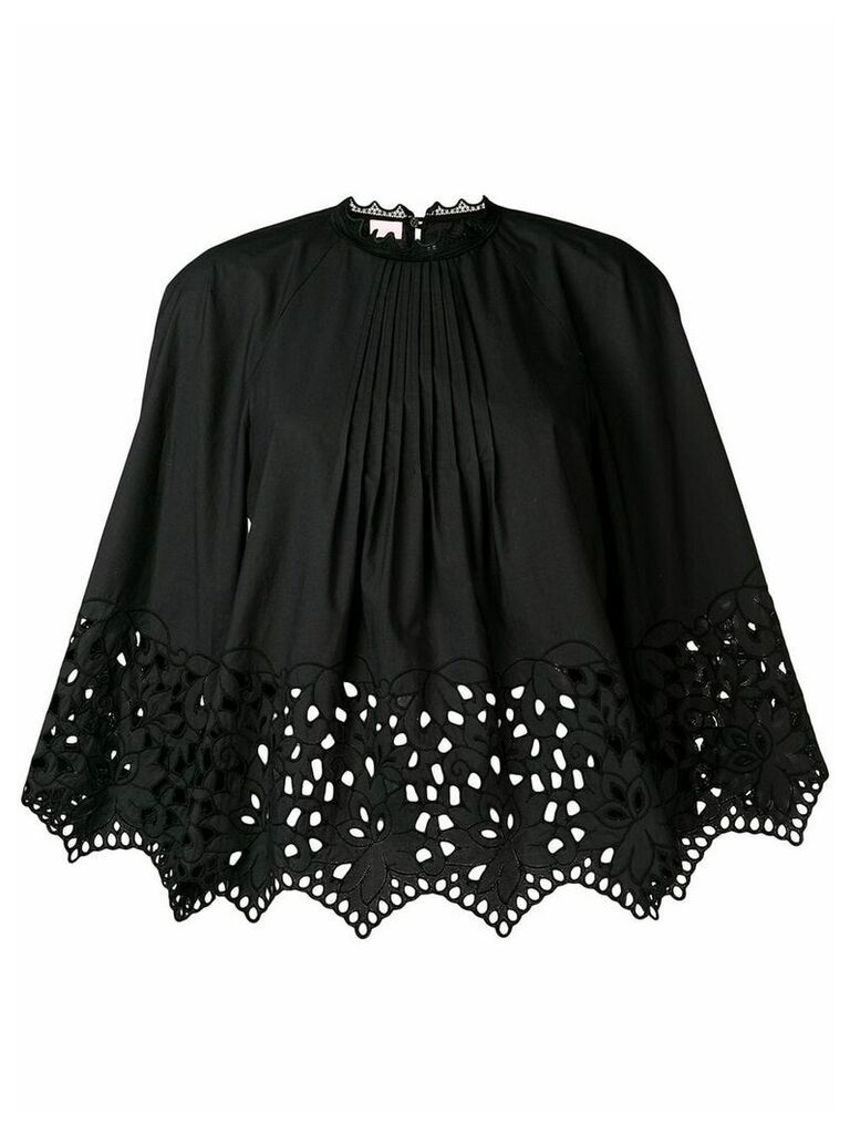 Giamba gathered embroidered swing blouse - Black