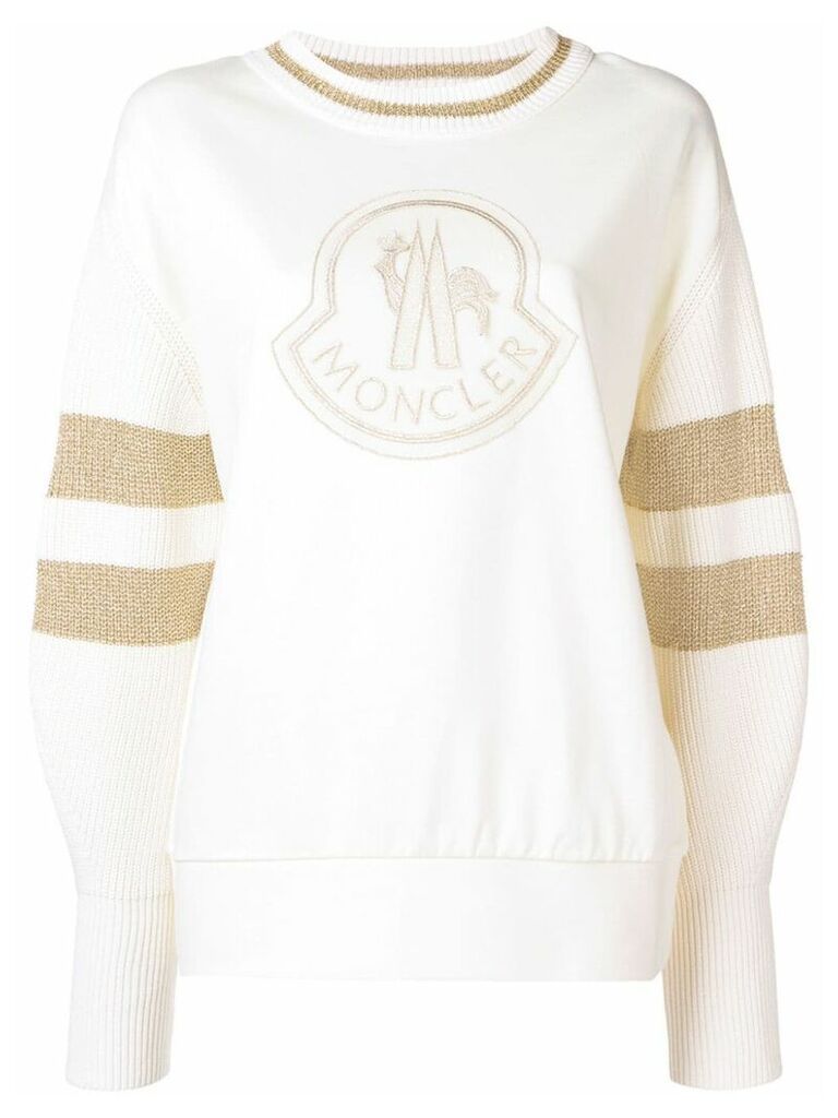 Moncler logo patch sweater - NEUTRALS