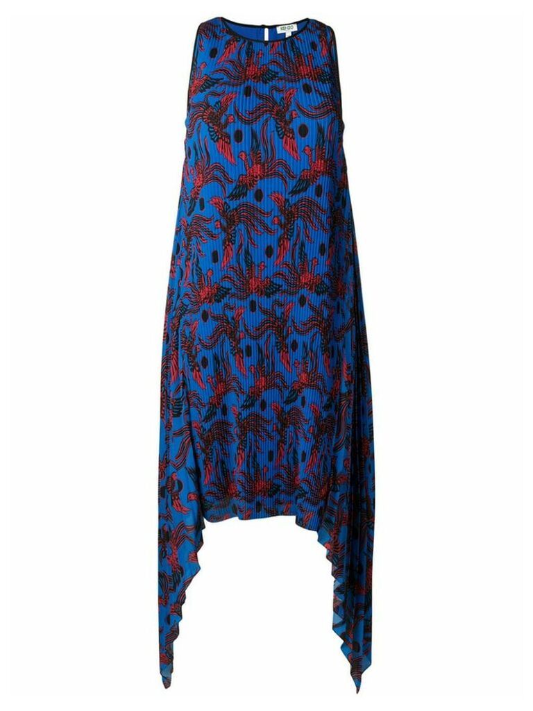 Kenzo phoenix print pleated dress - Blue