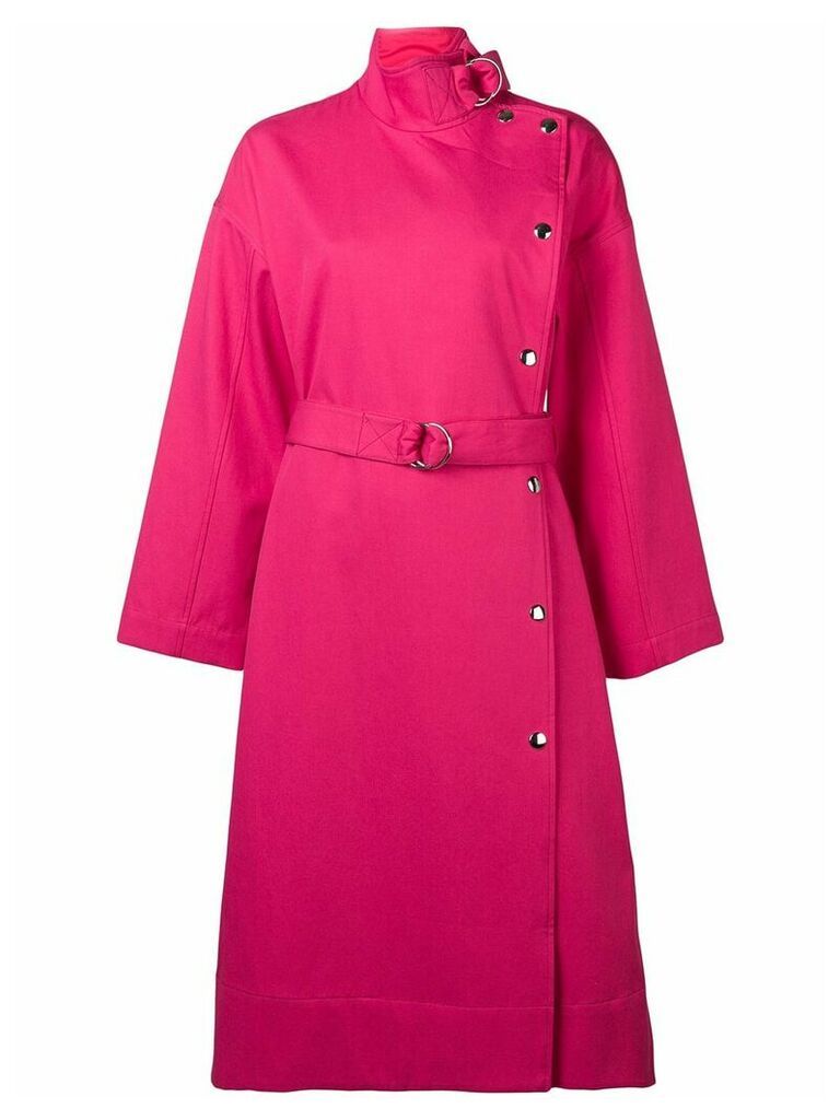 Yves Salomon belted twill coat - PINK
