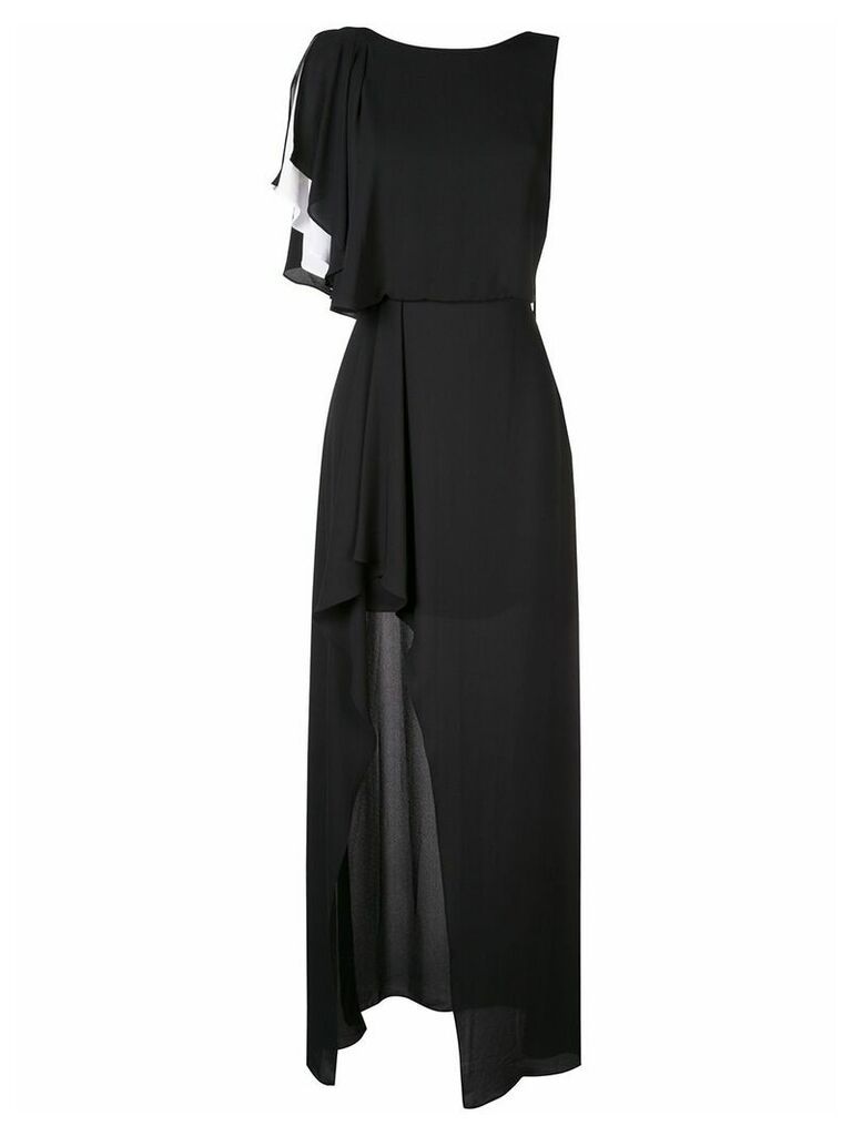 Halston Heritage asymmetric ruffle gown - Black