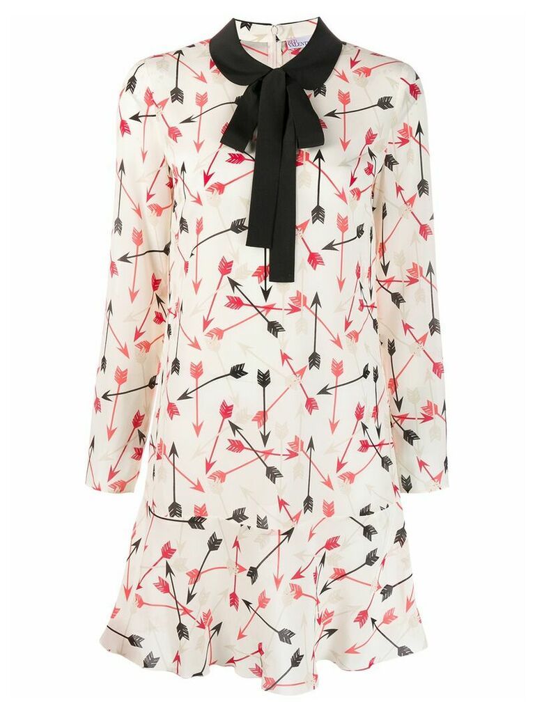 Red Valentino pussy bow shift dress - NEUTRALS