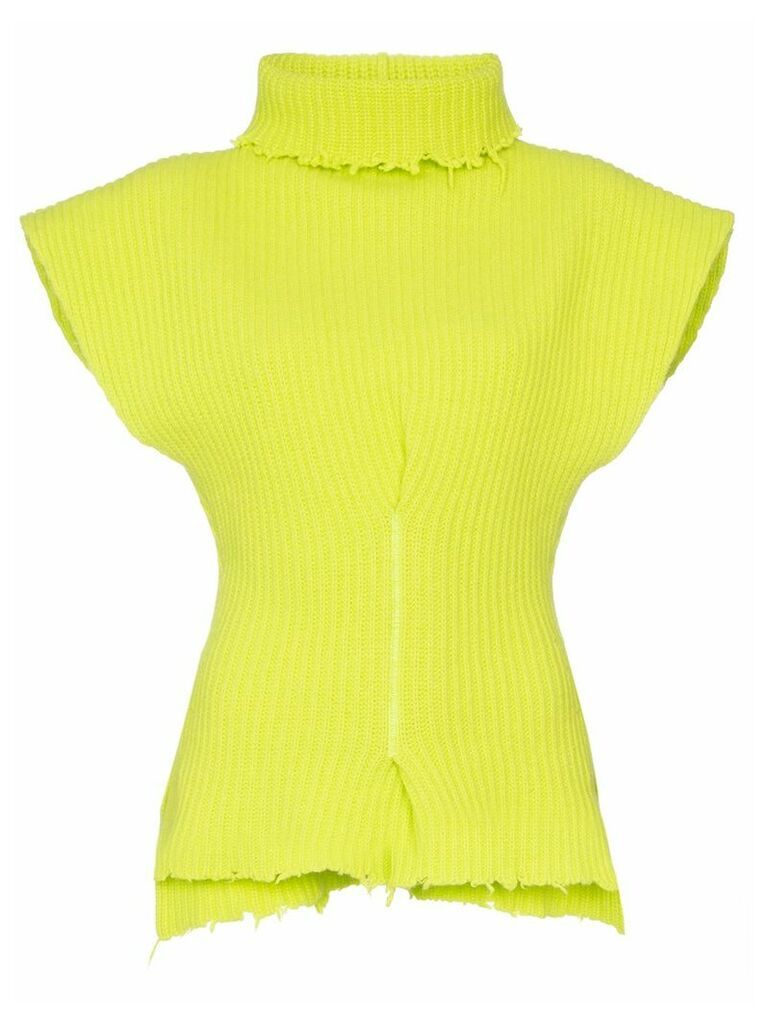 Unravel Project distressed turtleneck jumper - Yellow
