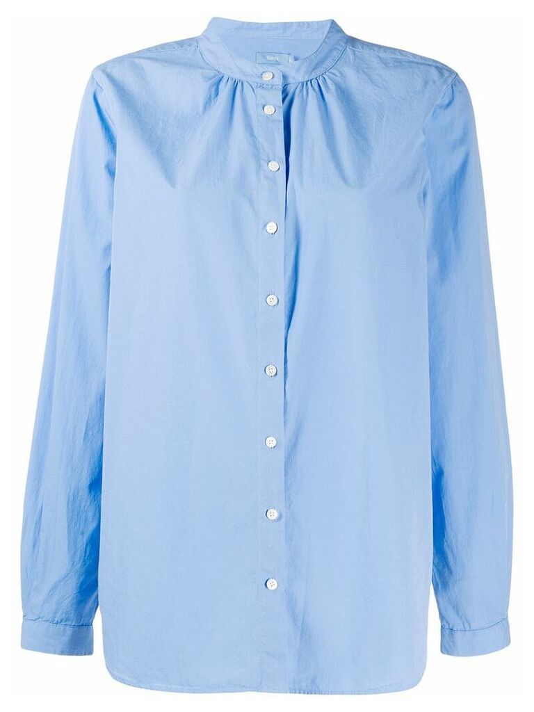 Closed band collar button shirt - Blue