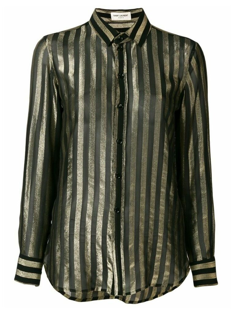 Saint Laurent sheer stripe-pattern shirt - Black