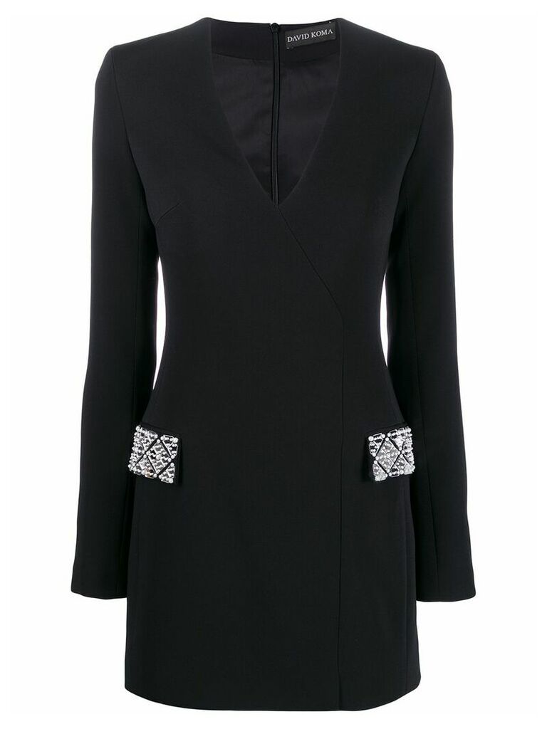 David Koma embellished pocket dress - Black