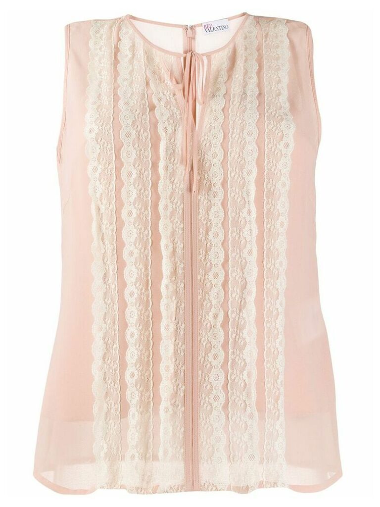 Red Valentino lace trim sleeveless blouse - NEUTRALS