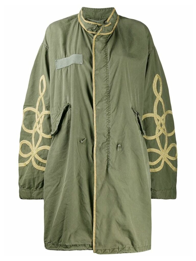 R13 embroidered parka coat - Green